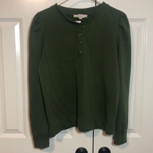 Loft Henley Sweatshirt Olive Green Size M